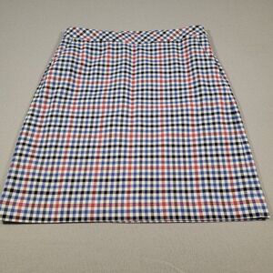 Talbots Plaid A Line Skirt Red Blue‎ White Cotton Blend Women's Size 6 Career